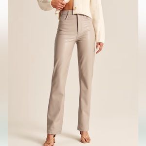 NWT Abercrombie Tan Vegan Leather 90s Straight Pant